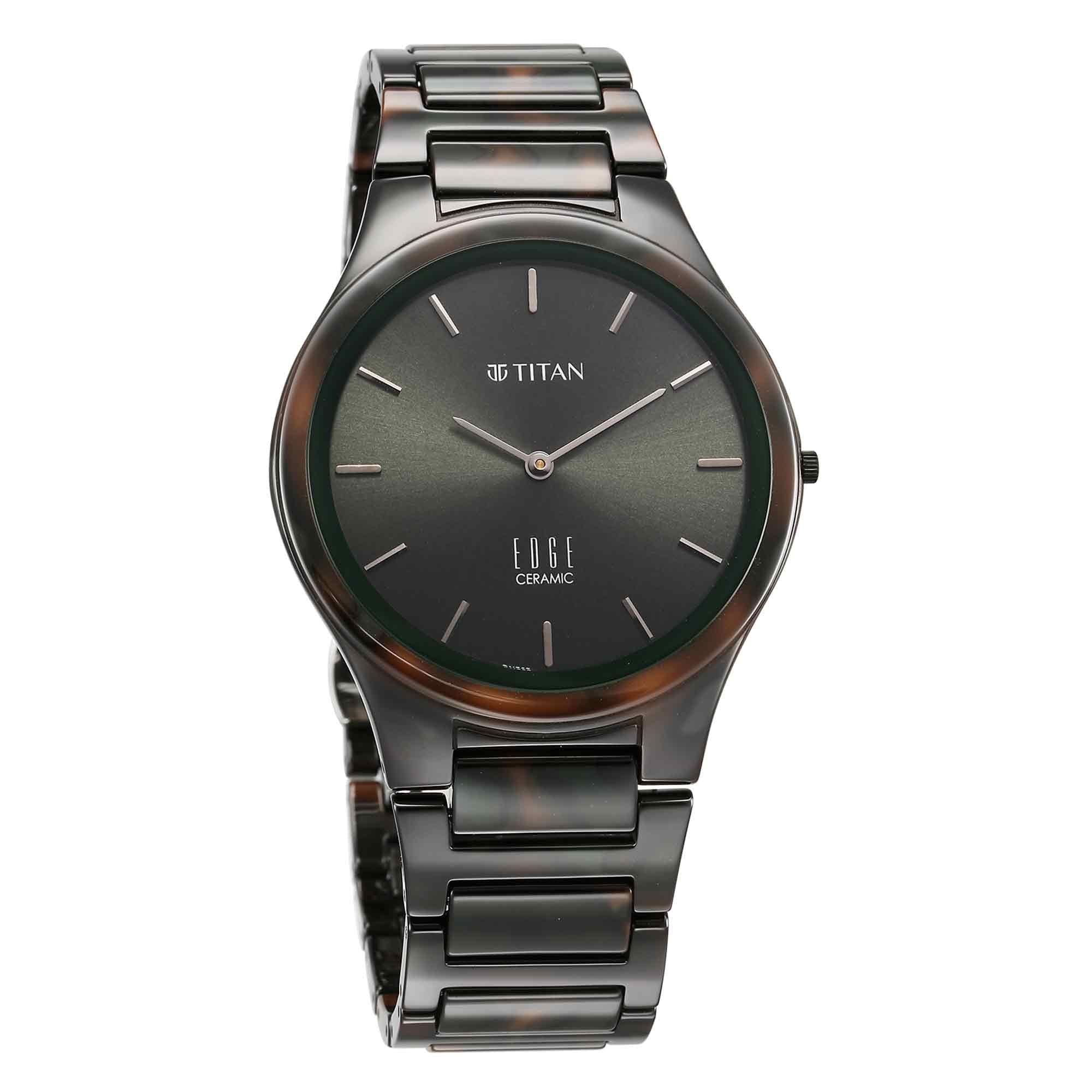 Đồng hồ Titan Ceramic Camo Quartz Analog mặt số xanh lá cây dây đeo bằng gốm dành cho nam