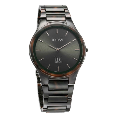 Titan Edge Ceramic Camo Quartz Analog Green Dial Ceramic Strap Watch For Men
