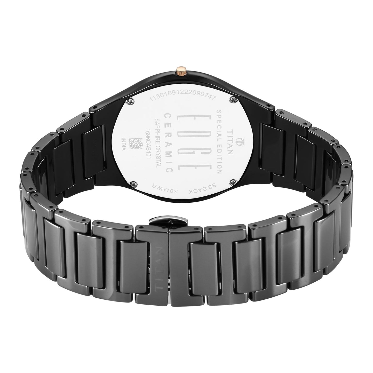 Titan Edge Ceramic Dress with Diamonds Quartz Analog Black Dial Ceramic Strap Watch for Men