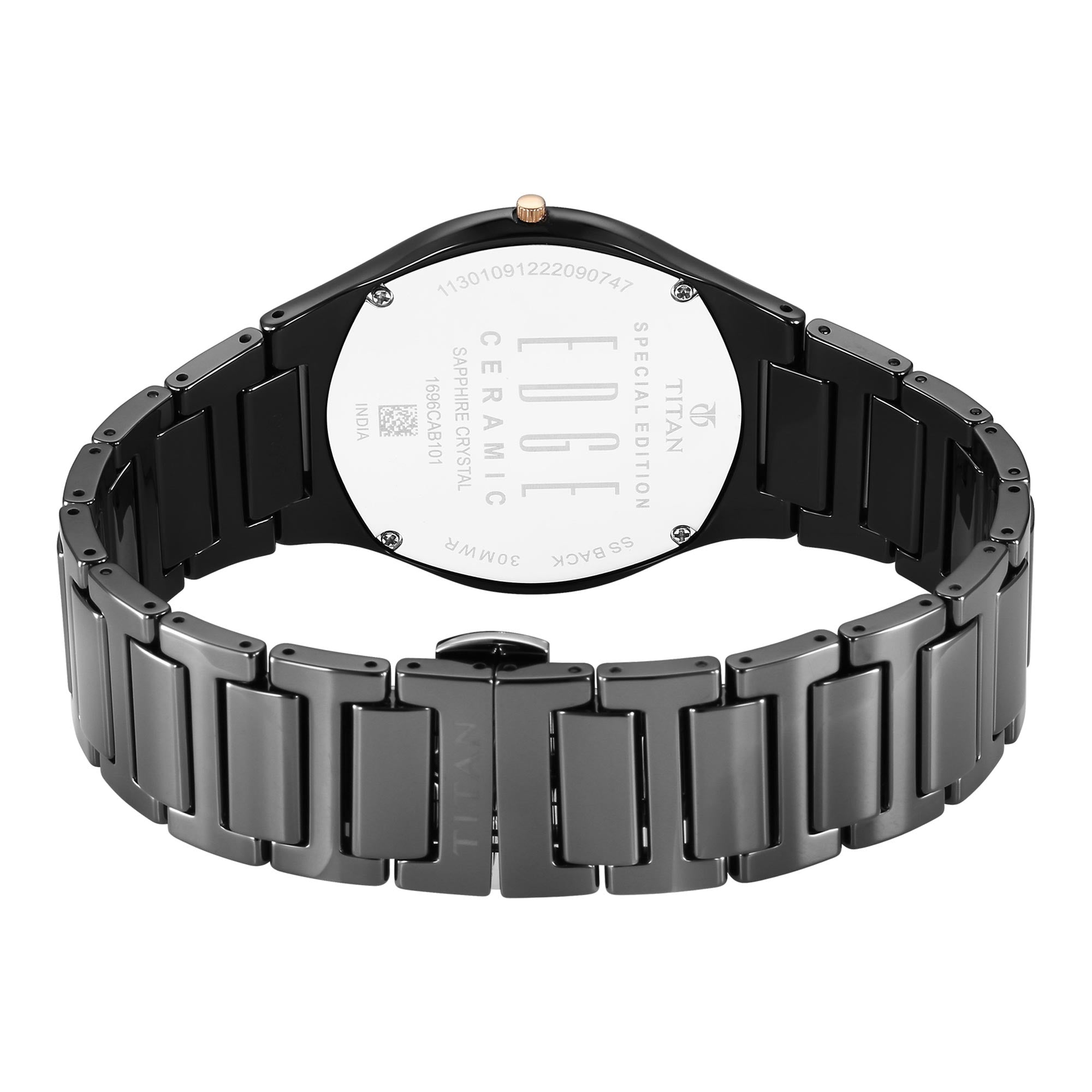 Titan Edge Ceramic Dress with Diamonds Quartz Analog Black Dial Ceramic Strap Watch for Men