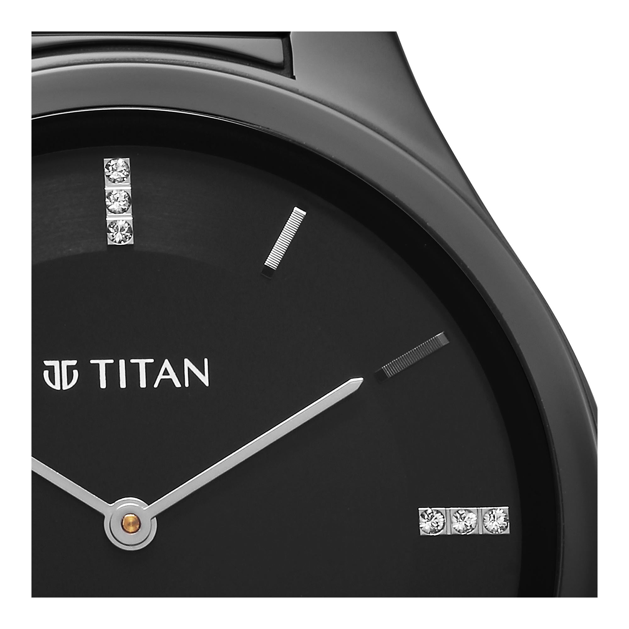 Titan Edge Ceramic Dress with Diamonds Quartz Analog Black Dial Ceramic Strap Watch for Men