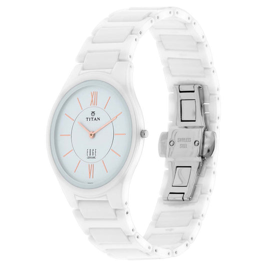 Titan Edge CeramicWhite Dial Analog Ceramic Strap watch for Men