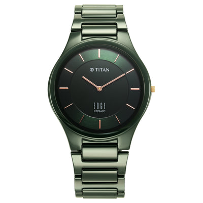 Titan Edge Ceramic Green Dial Analog Ceramic Strap watch for Men