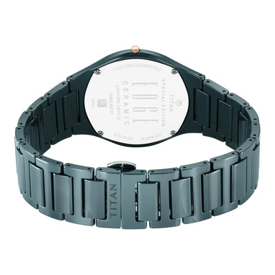 Đồng hồ Nam TITAN Edge Ceramic mặt màu xanh - 1696QC09