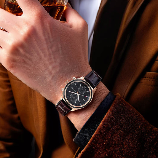 Đồng hồ Nam TITAN dây da Gents Neo Royale mặt Đen 41 mm - 1733KL03