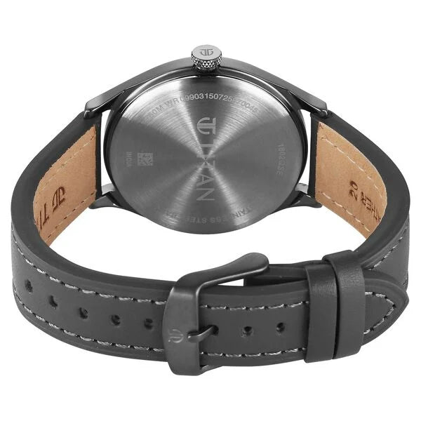 Titan Neo Economy V Grey Round Dial Leather Strap Watch For Men