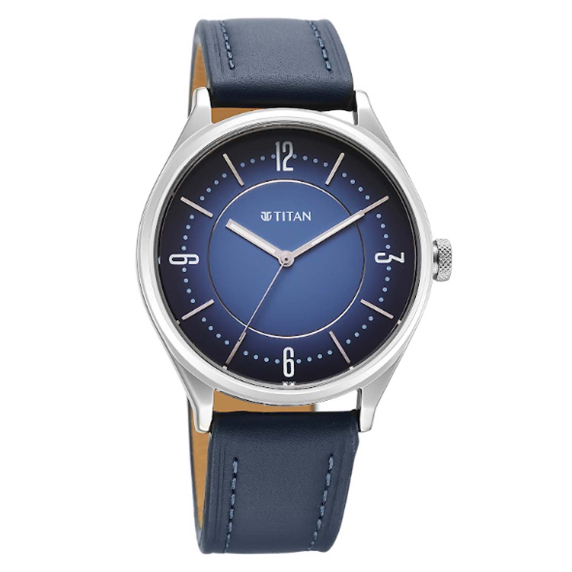 Titan Neo Economy V Blue Round Dial Leather Strap Watch For Men