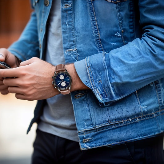 Đồng hồ Nam TITAN dây da ELMNT mặt màu Xanh 42 mm - 1805NL03