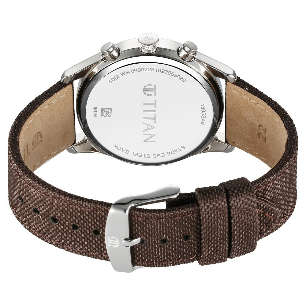 Đồng hồ Nam TITAN Titan Wrist Wit Quartz Analog with Day and Date Brown Dial Leather Strap Watch for Men dây da mặt màu đen - 1805SL12