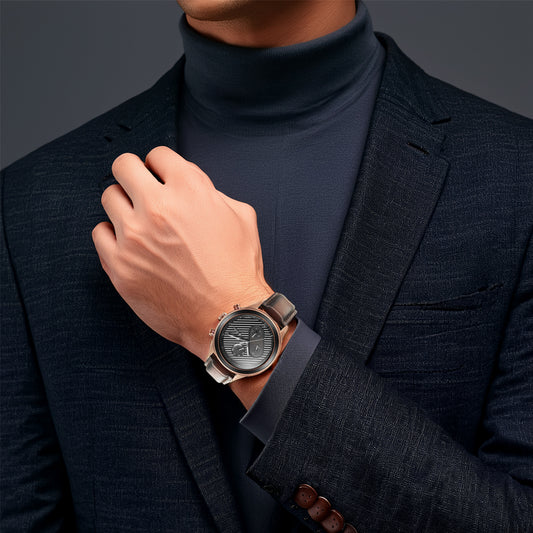 Đồng hồ Nam TITAN dây da IBD Bolt mặt màu Đen 46 mm - 1814KL03