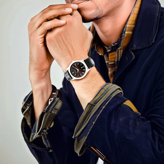 Đồng hồ Nam TITAN dây da Titan Trendsetters With Dark Brown Dial mặt màu Nâu 41 mm - 1823SL03