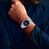 Đồng hồ Nam TITAN dây thép không gỉ Titan Trendsetters Blue Dial mặt màu Xanh 40 mm - 1823SM02