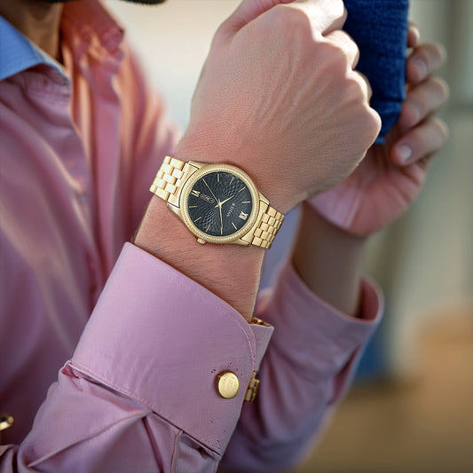 Titan Quartz Analog with Day and Date Black Dial Metal Strap Watch for Men