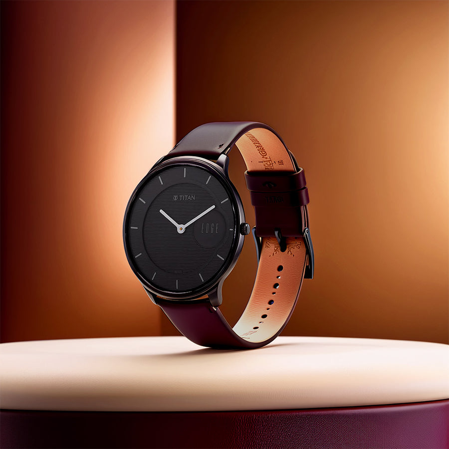 Đồng hồ Nam TITAN dây da Edge Baseline mặt màu Đen 38 mm - 1843NL01