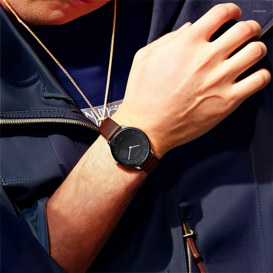 Đồng hồ Nam TITAN dây da Edge Baseline mặt màu Đen 38 mm - 1843NL01