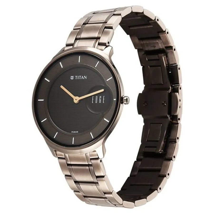 Titan Edge Baseline Blue Dial Analog Stainless Steel Strap watch for Men