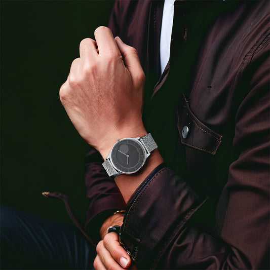 Đồng hồ Nam TITAN dây thép không gỉ Minimals mặt màu Xám 38 mm - 1843SM01