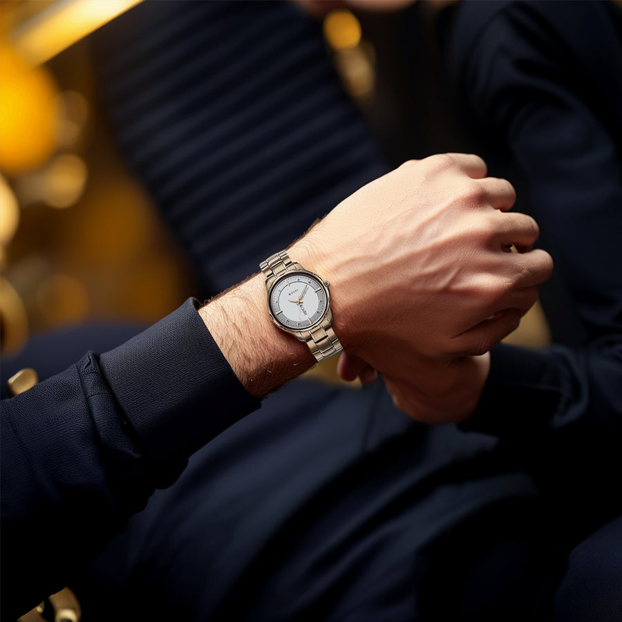 Đồng hồ Nam TITAN dây kim loại Regalia Opulent-4 mặt màu Xám 42 mm - 1875QM01