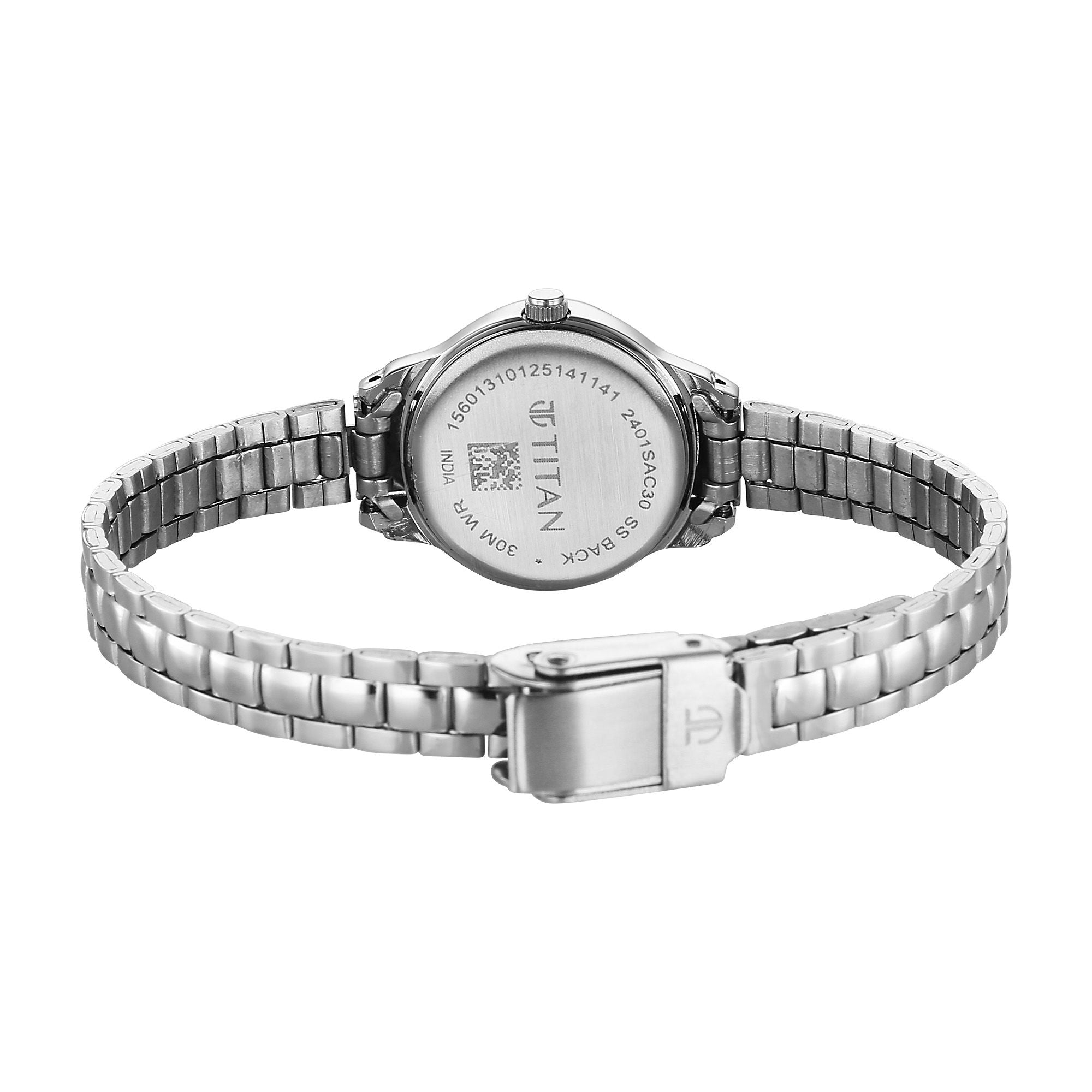 Titan Karishma Pink Dial Silver Stainless Steel Strap Analog Watch for Women