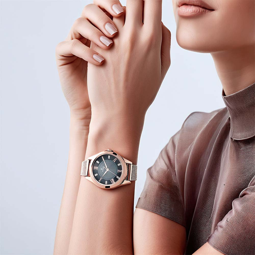 Đồng hồ Nữ TITAN dây thép không gỉ Titan Sparkle màu Anthracite 32 mm - 2565WM01