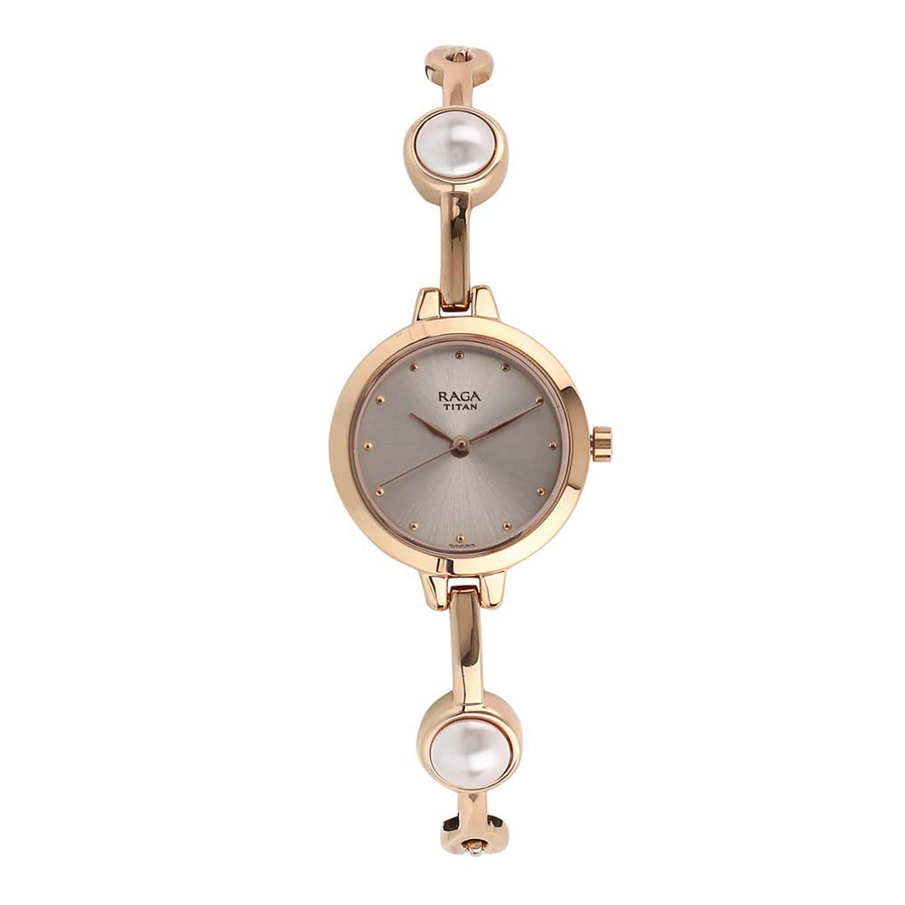 Titan Quartz Analog Grey Dial Metal Strap Watch for Women