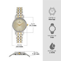 Đồng hồ Nữ TITAN dây kim loại Titan Karishma Champagne Dial Analog Watch for Women mặt màu Vàng Kim 25 mm - 2593BM01