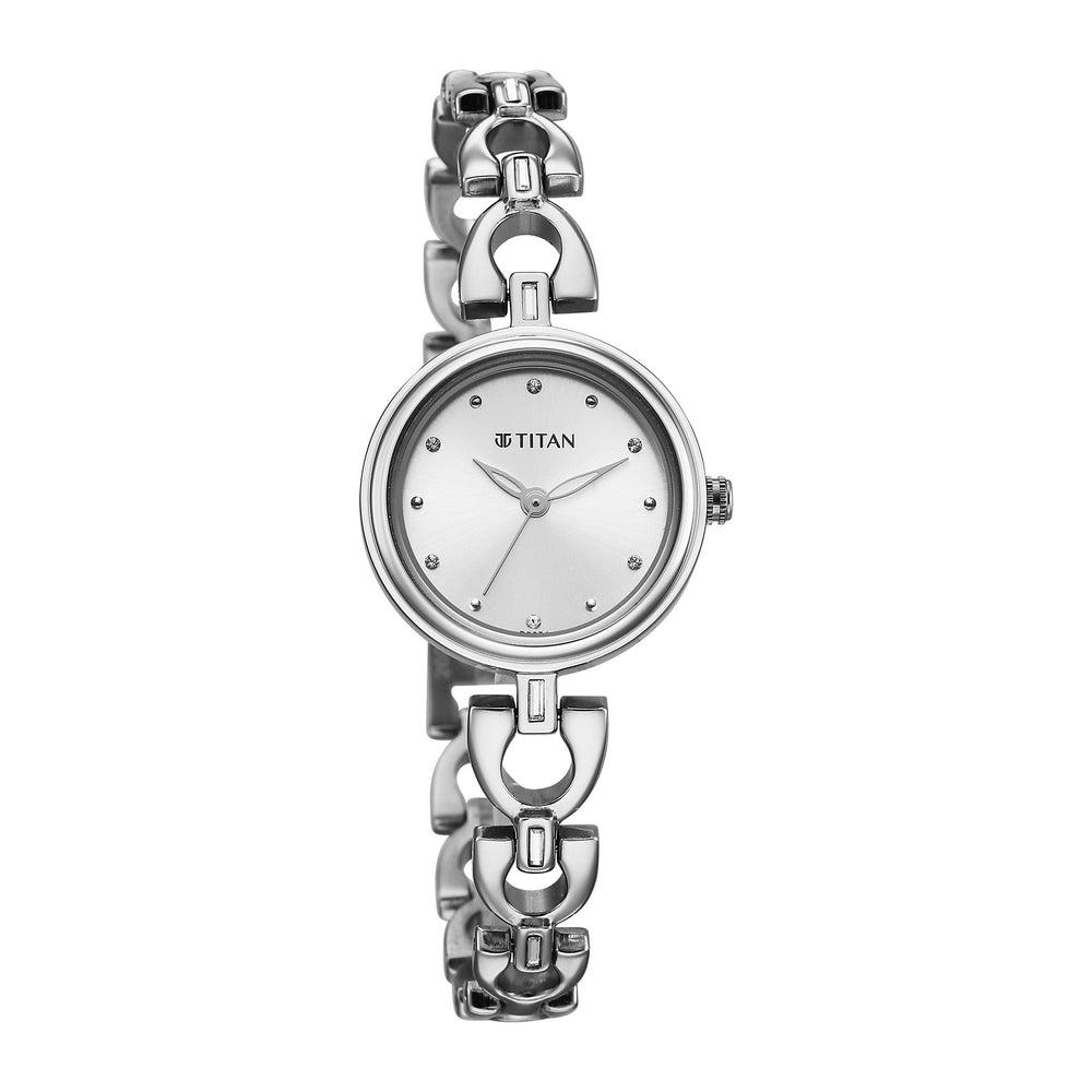 Titan Karishma Silver Dial Metal Strap Analog Watch for Women 2601SM01
