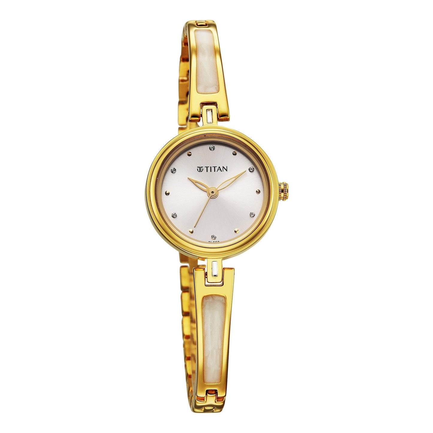 Titan Silver Dial Gold Metal Strap Analog Watch for Women 2601YM06