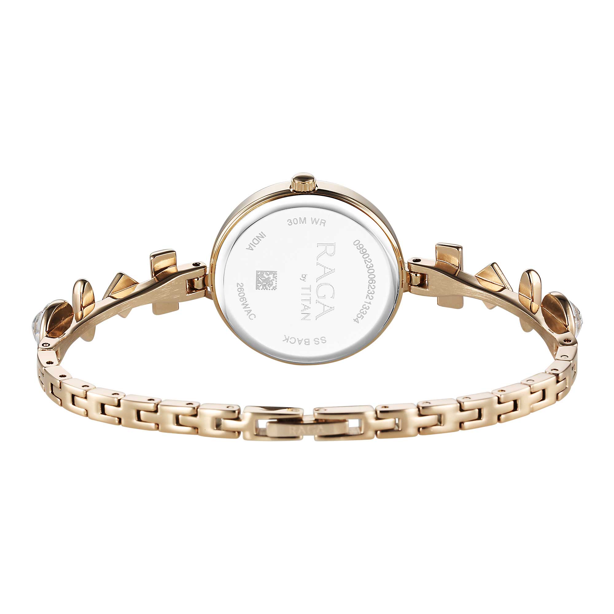 Đồng hồ đeo tay kim loại mặt số màu sâm panh Titan Raga Viva Quartz Analog dành cho nữ