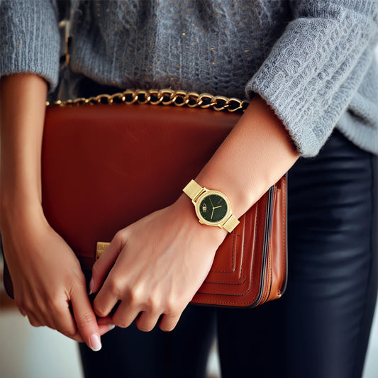 Đồng hồ Nữ TITAN dây thép không gỉ Wander mặt màu Xanh Lá 35 mm - 2634YM01