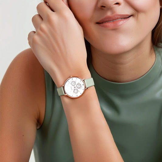 Đồng hồ Nữ TITAN dây da Neo mặt màu Xanh Lá 35 mm - 2651WL09