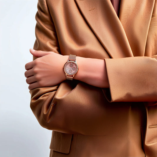 Titan Workwear Rose Gold Dial Multi Metal Strap watch for Women