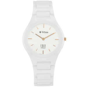 Titan Edge Ceramic White Dial Analog Ceramic Strap watch for Women