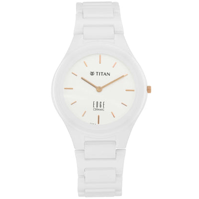 Titan Edge Ceramic White Dial Analog Ceramic Strap watch for Women