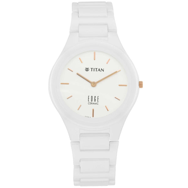 Titan Edge Ceramic White Dial Analog Ceramic Strap watch for Women