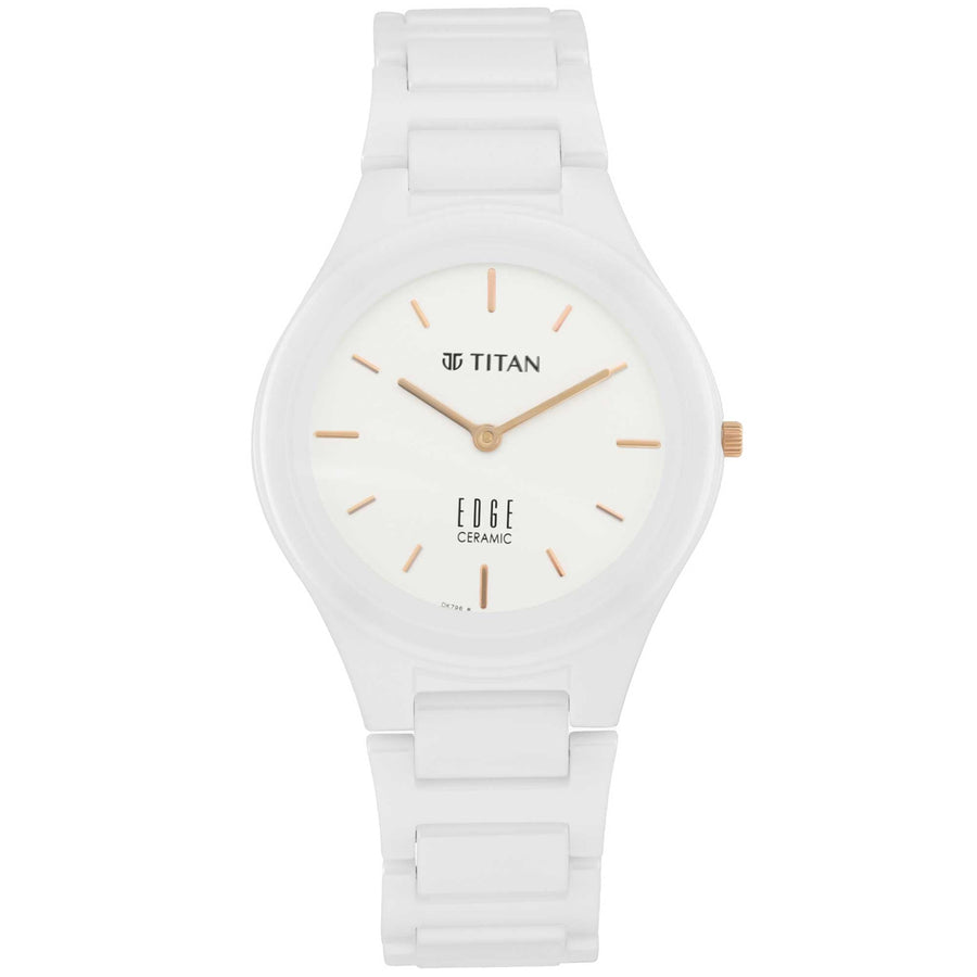Titan Edge Ceramic White Dial Analog Ceramic Strap watch for Women
