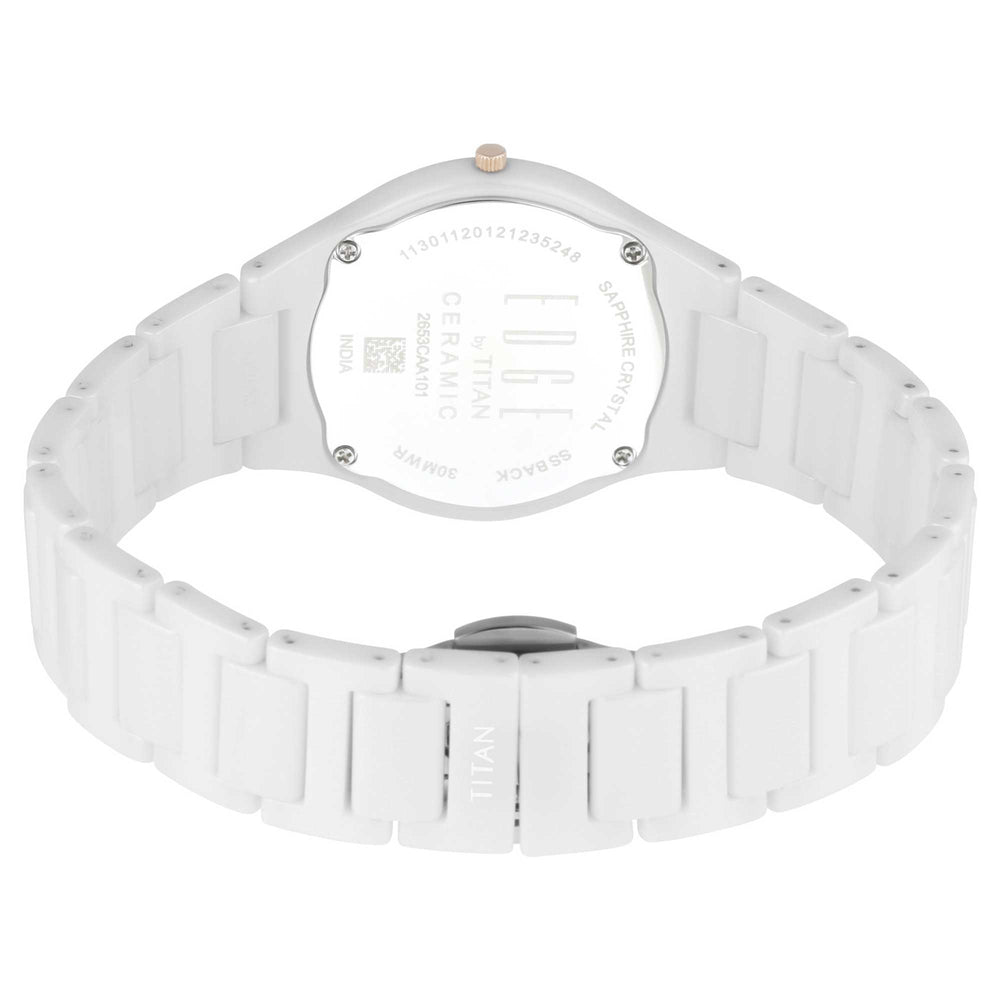 Titan Edge Ceramic White Dial Analog Ceramic Strap watch for Women