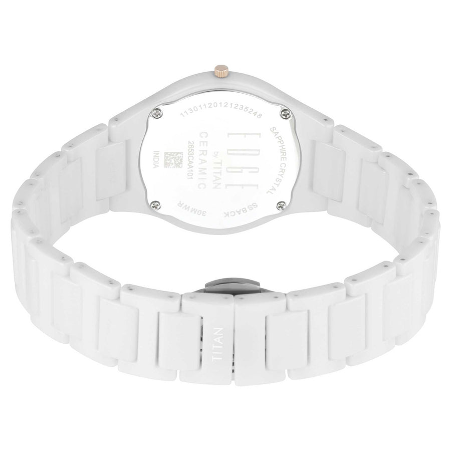 Titan Edge Ceramic White Dial Analog Ceramic Strap watch for Women