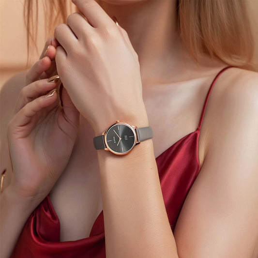 Đồng hồ Nữ TITAN dây da Ladies Edge mặt màu Đen 34 mm - 2654WL01