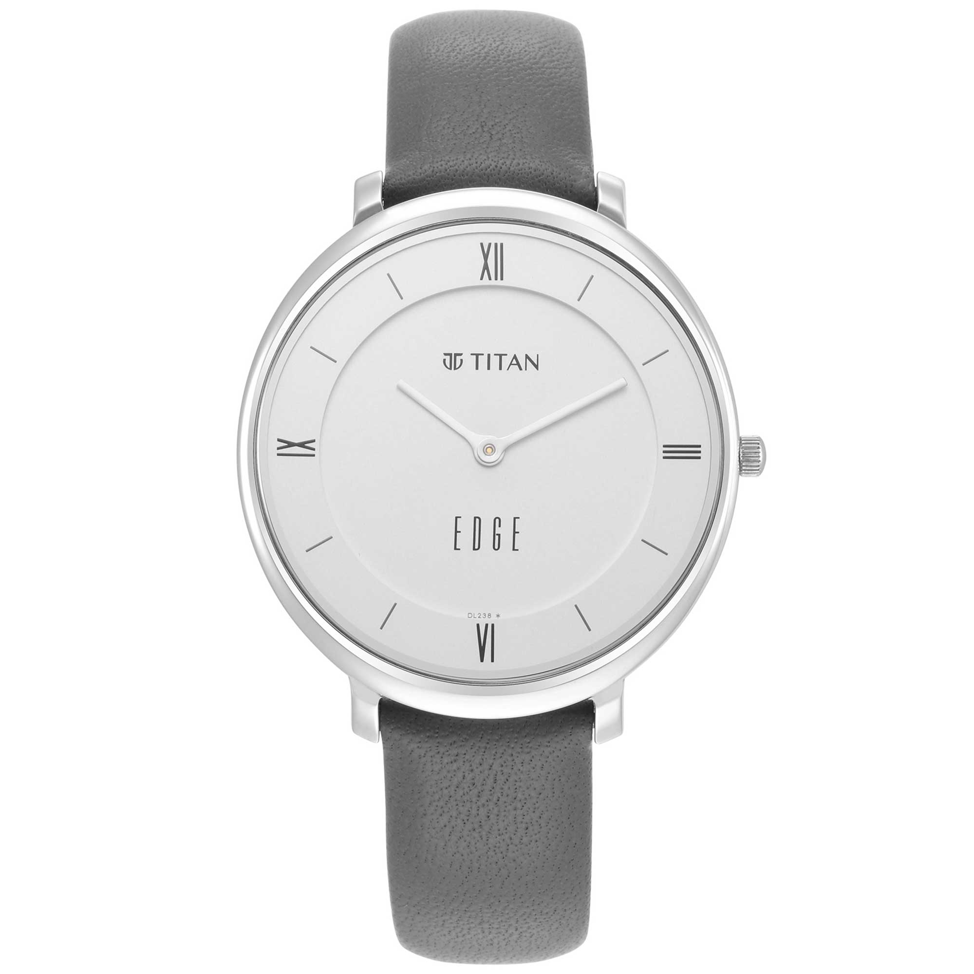 Women Edge Black Dial Black Leather Strap Watch
