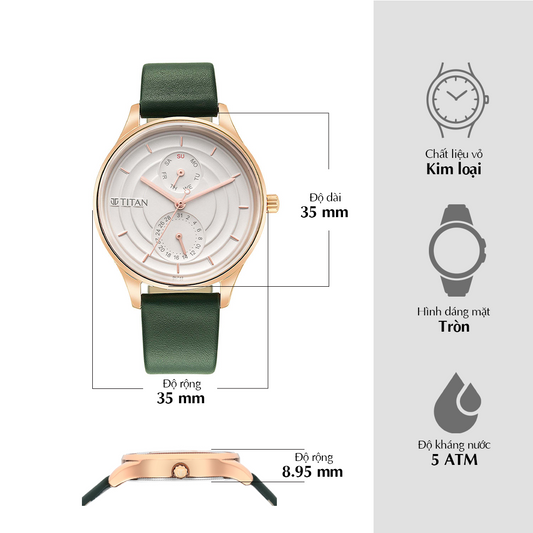 Titan Neo Workdays Silver Dial Multi Leather Strap watch for Women