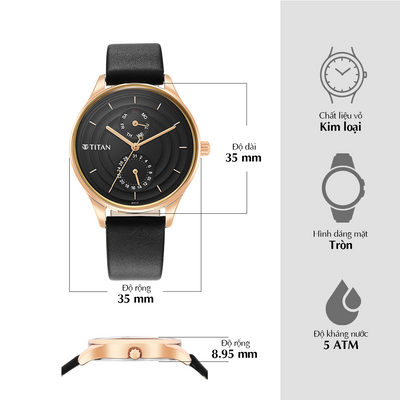 Đồng hồ Nữ TITAN Neo Workdays dây da mặt màu đen - 2670WL07