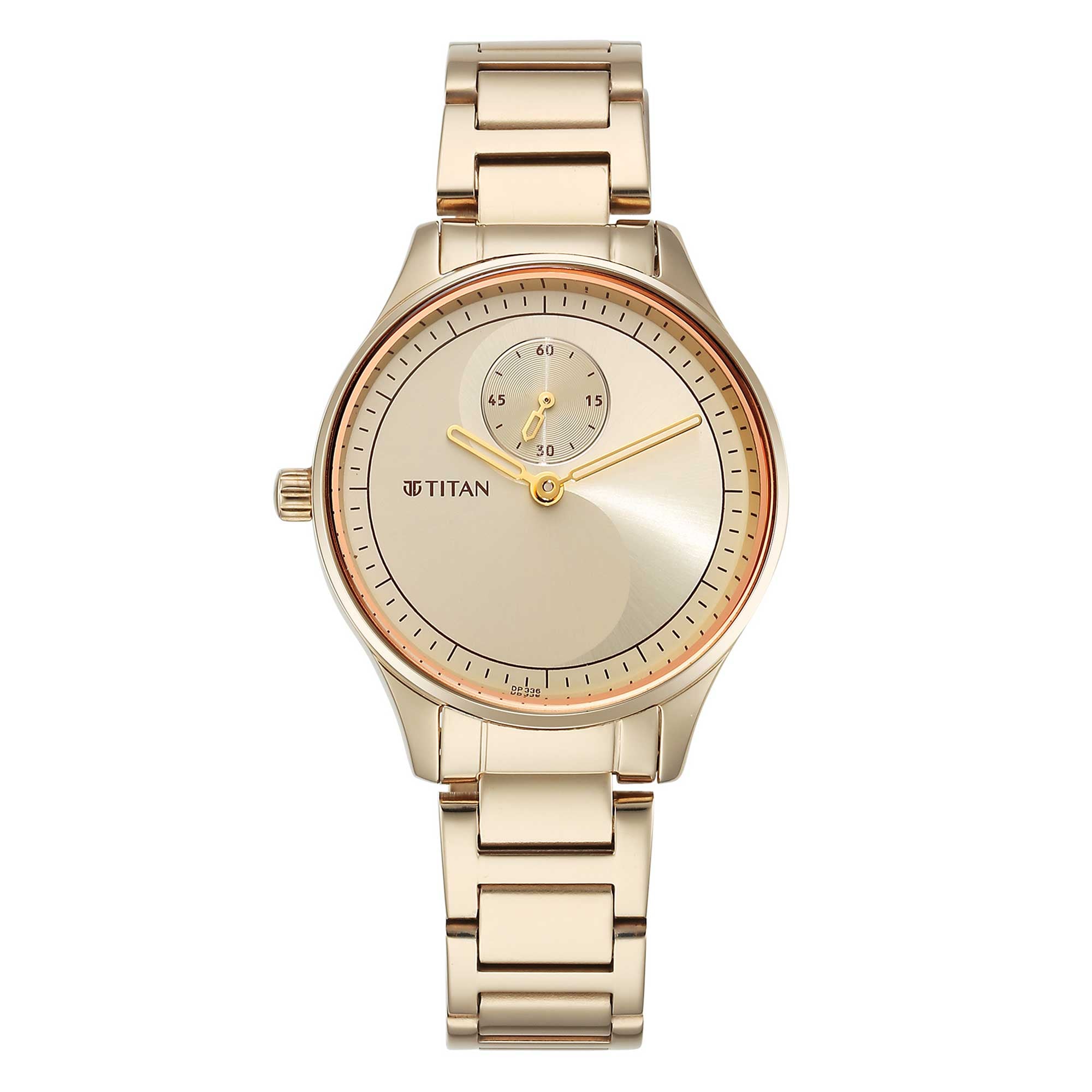 Đồng hồ Titan Yin &amp; Yang Light Champange Dial Analog Dây đeo bằng thép không gỉ dành cho nữ
