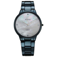 Titan Edge Metal Ladies Allure Quartz Analog Rich Mother Of Pearl Dial Stainless Steel Strap Watch For Women