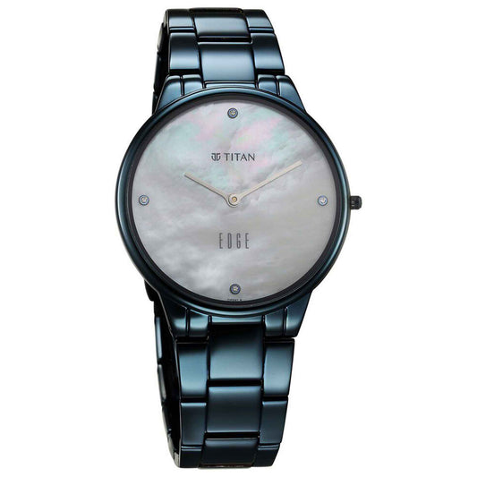 Đồng hồ Nữ TITAN Titan Edge Metal Ladies Allure Quartz Analog Rich Mother Of Pearl Dial Stainless Steel Strap Watch For Women dây thép không gỉ mặt màu bạc - 2734QM01