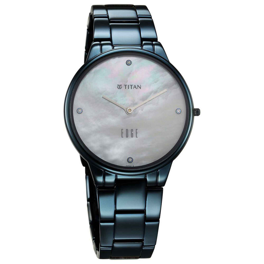 Titan Edge Metal Ladies Allure Quartz Analog Rich Mother Of Pearl Dial Stainless Steel Strap Watch For Women