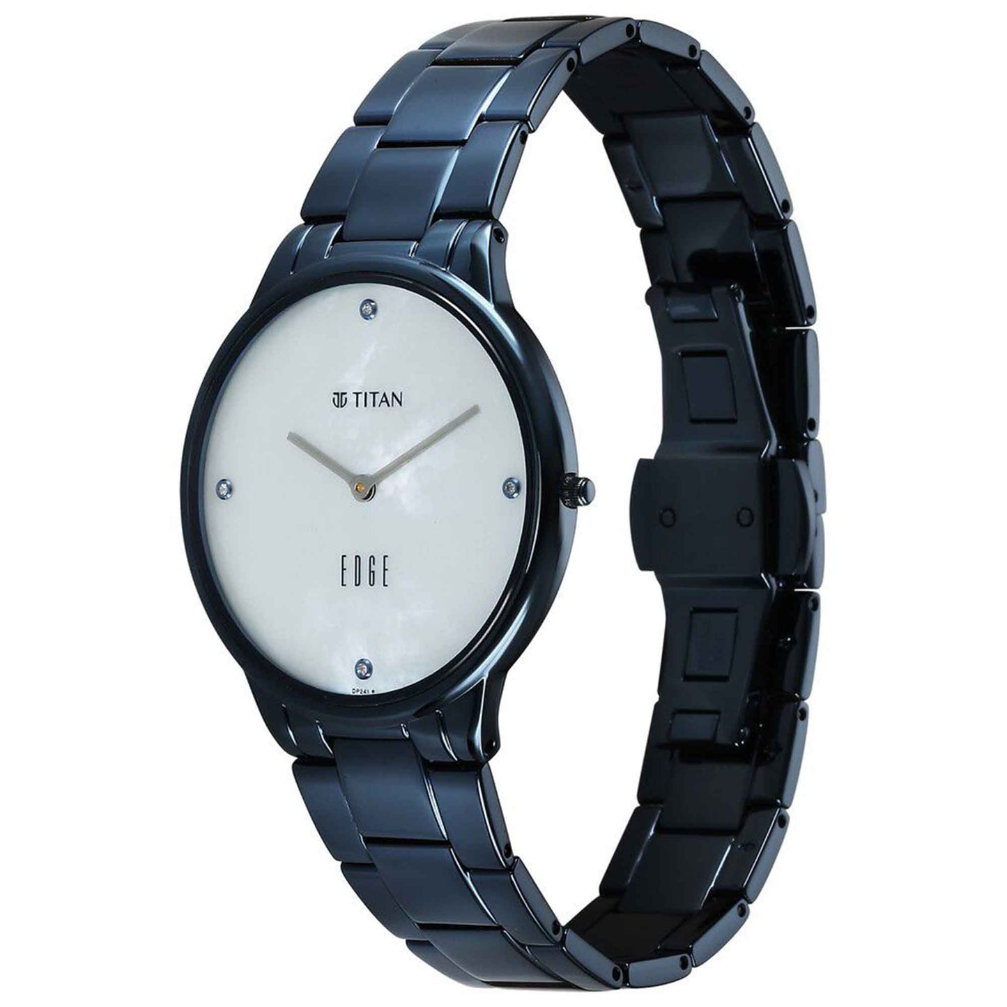 Titan Edge Metal Ladies Allure Quartz Analog Rich Mother Of Pearl Dial Stainless Steel Strap Watch For Women