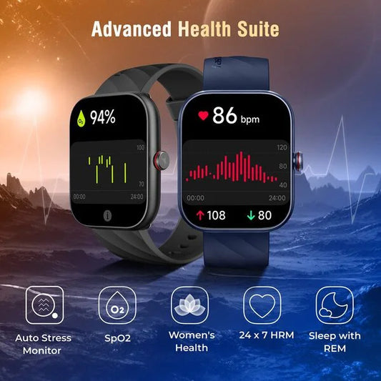 Fastrack Kruz+ 4.85 CM Super HD Display with Functional Crown and Auto Multisport Recognition Smart Watch for Unisex 38104PP01