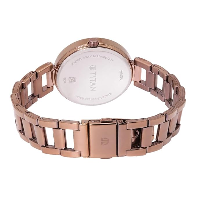 Titan Fashion Brown Dial Stainless Steel Analog Watch for Women
