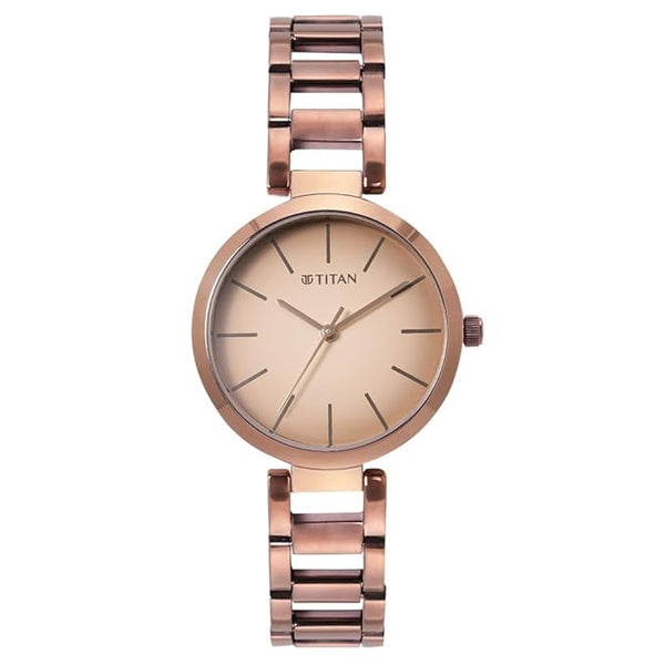 Titan Fashion Brown Dial Stainless Steel Analog Watch for Women